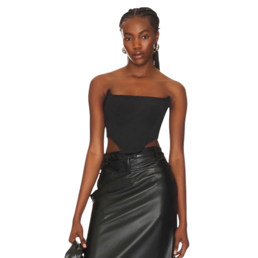 Revolve Bardot Black Platnum Corset Bustier Top Baddie